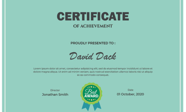 10 Achievement Certificates Example Psd Design Template Inside Free Word Certificate Of Achievement Template