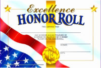 10 Award Of Excellence Template Excel Templates Excel Inside Certificate Of Honor Roll Free Templates