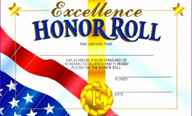 10 Award Of Excellence Template Excel Templates Excel Inside Certificate Of Honor Roll Free Templates