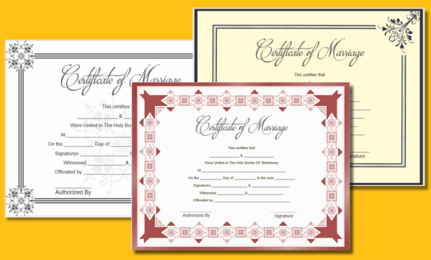 10 Beautiful Marriage Certificate Templates To Try This Season In Printable Marriage Certificate Template Word 10 Designs