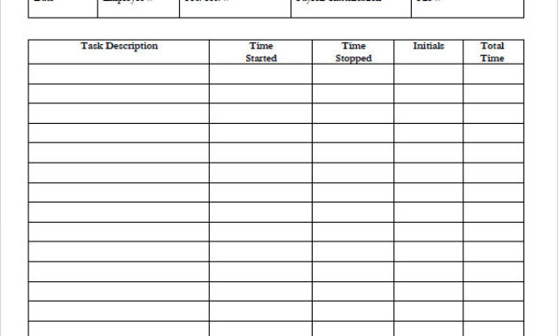 10 Blank Timesheet Templates Free Sample Example Inside Employee Time Log Template