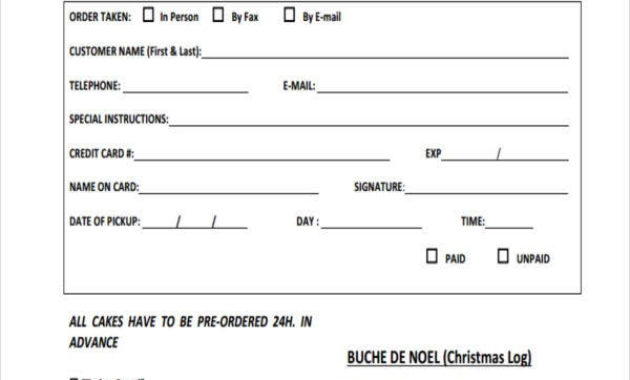 10 Cake Order Forms Free Samples Examples Format Regarding Cake Business Plan Template