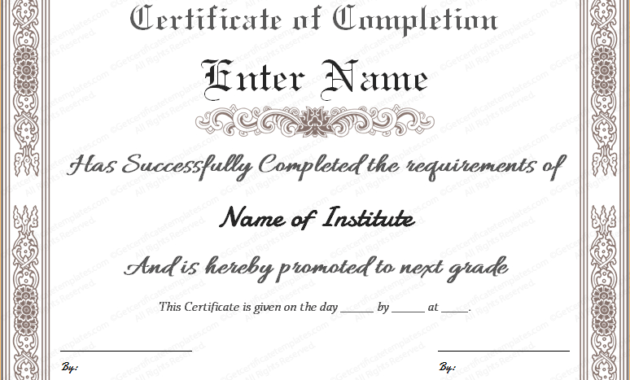 10 Certificate Of Completion Templates Free Download With Regard To Certificate Of Completion Free Template Word