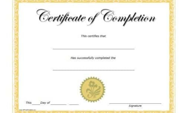 10 Certificate Of Completion Templates Word Excel Pdf Inside Printable Certificate Of Completion Word Template