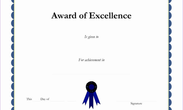 10 Certificate Of Excellence Templates Excel Templates Inside Printable Academic Excellence Certificate
