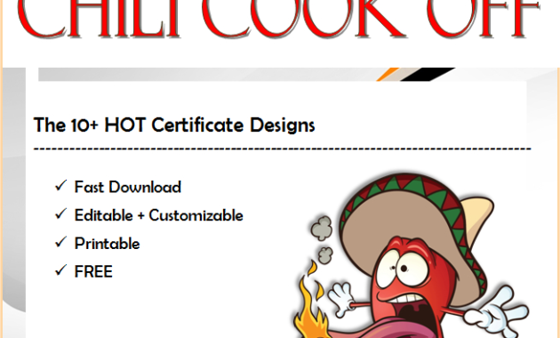 10 Chili Cook Off Certificate Template Free Printables With Regard To Free Chili Cook Off Award Certificate Template Free