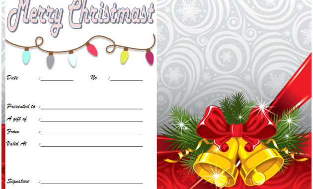 10 Christmas Gift Templates Free Typable For Gift Certificate Template In Word 10 Designs