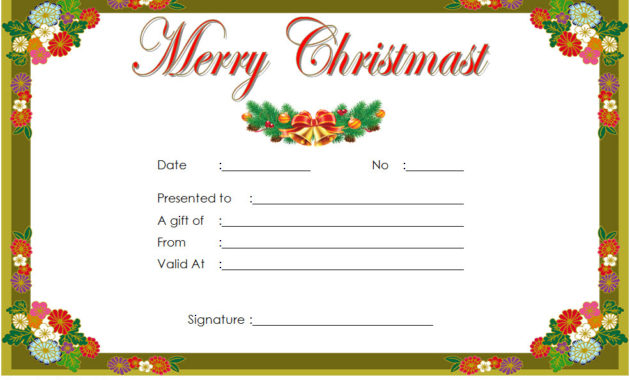 10 Christmas Gift Templates Free Typable Pertaining To Christmas Gift Certificate Template Free Download
