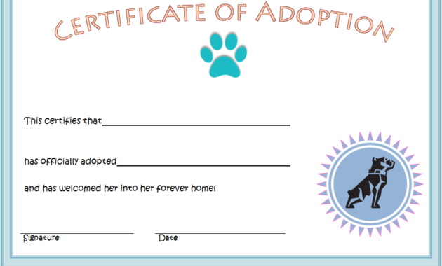 10 Dog Adoption Certificate Free Printable Designs For Free Dog Adoption Certificate Template