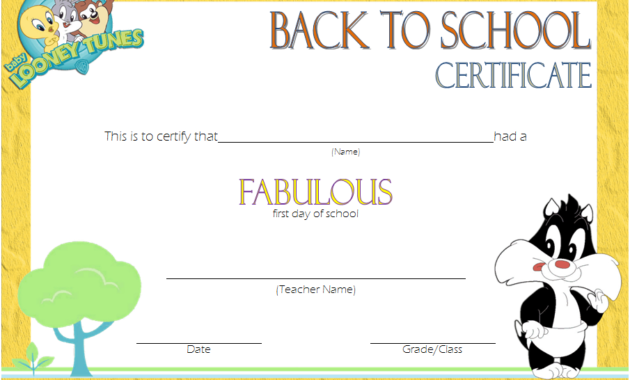 10 First Day Of School Certificate Printable Free Designs With Regard To Free Teamwork Certificate Templates 10 Team Awards