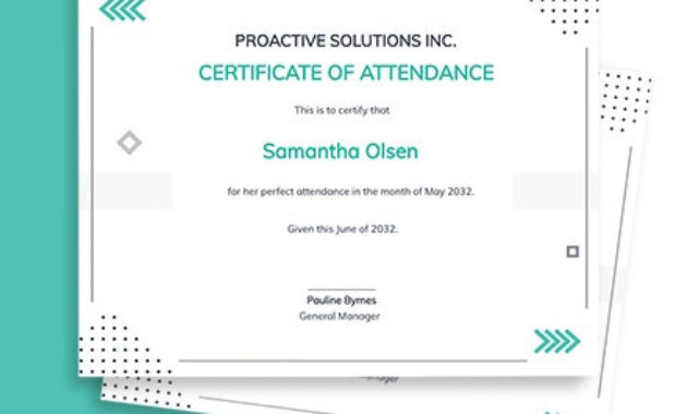 10 Free Attendance Certificate Templates Word Doc For Amazing Perfect Attendance Certificate Template Editable