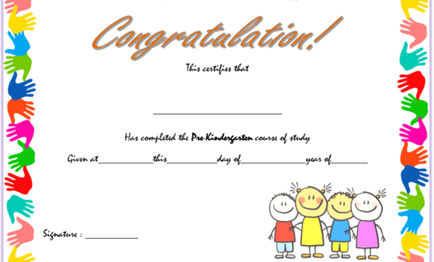 10 Free Editable Pre K Graduation Certificates Word Pdf Inside Printable Kindergarten Diploma Certificate