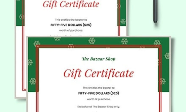 10 Holiday Gift Certificate Templateillustrator With Quality Gift Certificate Template Publisher