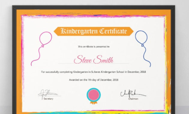 10 Kindergarten Certificate Templates Illustrator For Pages Certificate Templates
