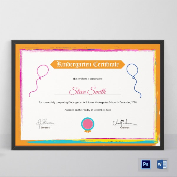 10 Kindergarten Certificate Templates Illustrator For Pages Certificate Templates