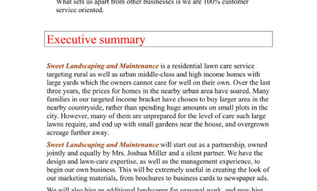 10 Lawn Care Business Plan Template Examples Pdf Doc Regarding Business Plan Template For Service Company