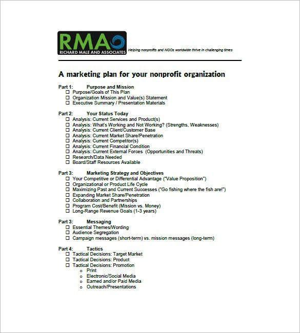 10 Non Profit Marketing Plan Templates Word Apple Regarding Sample Non Profit Business Plan Template