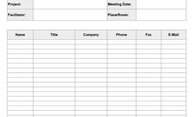 10 Printable Signin Sheet For Word Excel Visitor Regarding Meeting Sign In Sheet Template
