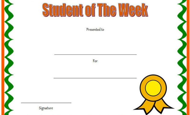 10 Student Of The Week Certificate Templates Best Ideas In Printable Student Council Certificate Template 8 Ideas Free