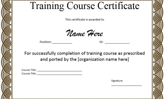 10 Training Certificate Templates Free Printable Word Intended For 10 Sportsmanship Certificate Templates Free