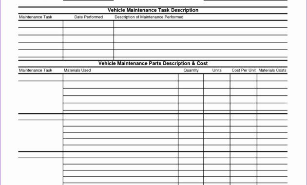 10 Vehicle Service Record Log Excel Templates Excel With Regard To Vehicle Inspection Log Template