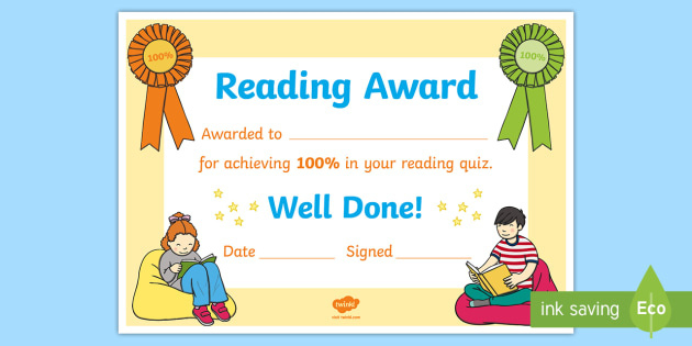 100 Reading Quiz Certificate Accelerated Reader Ar For Free Super Reader Certificate Templates