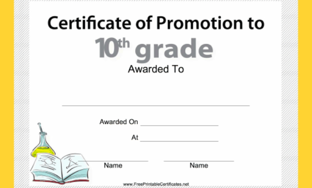 10Th Grade Promotion Certificate Printable Certificate Inside School Promotion Certificate Template 10 New Designs Free