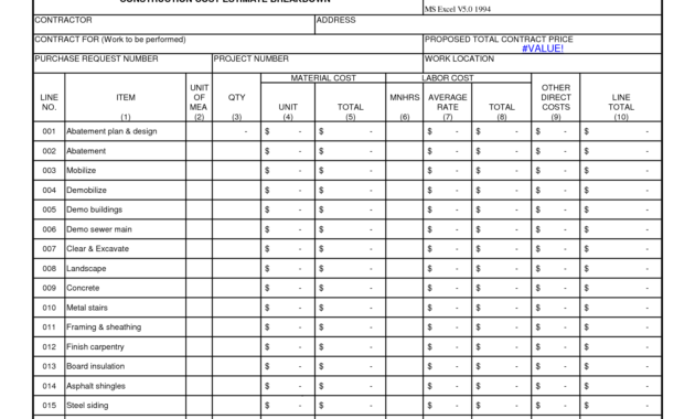 11 Best Images Of Sample Excel Worksheets Cash Register With Web Design Cost Estimate Template