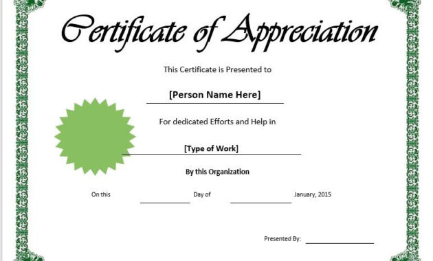 11 Free Appreciation Certificate Templates Word Intended For Certificate Of Appreciation Template Doc