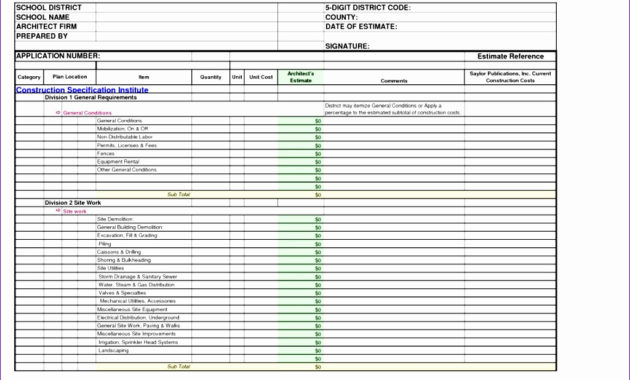 11 Free Construction Cost Estimate Excel Template Excel With Regard To Best Software Development Cost Estimation Template