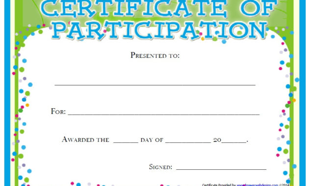 11 Free Sample Participation Certificate Templates For Free Participation Certificate Templates Free Printable
