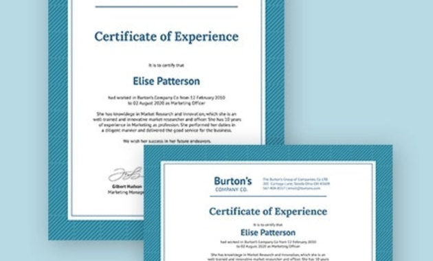 11 Job Experience Certificate Templates Pdf Word Ai Inside Printable Certificate Of Experience Template