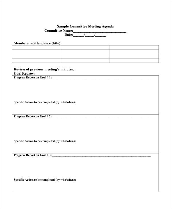 11 Sample Committee Agenda Free Sample Example Format Pertaining To It Steering Committee Agenda Template