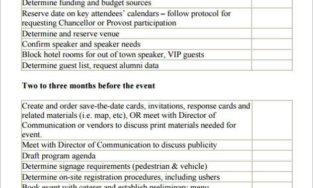 11 Sample Event Planning Checklists Pdf Word Sample Regarding Party Planning Business Plan Template