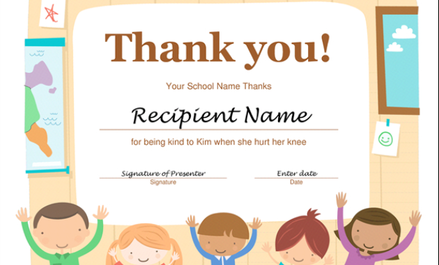 11 Thank You Certificate Templates Free Printable Word For Quality Kids Gift Certificate Template