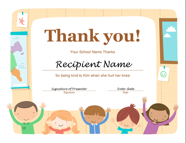 11 Thank You Certificate Templates Free Printable Word For Quality Kids Gift Certificate Template