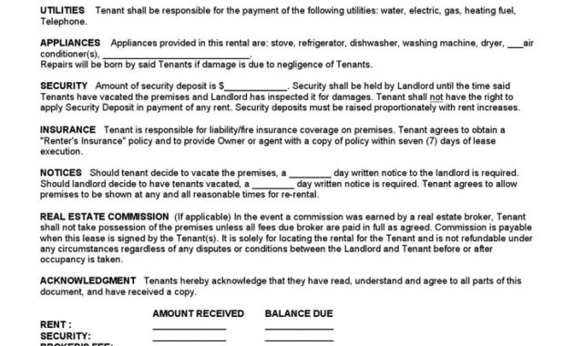 12 Blank Rental Agreement Templates Free Download For Farm Business Tenancy Template