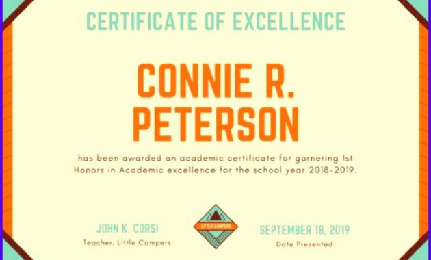 12 Certificate Of Excellence Template Excel Templates For Academic Excellence Certificate