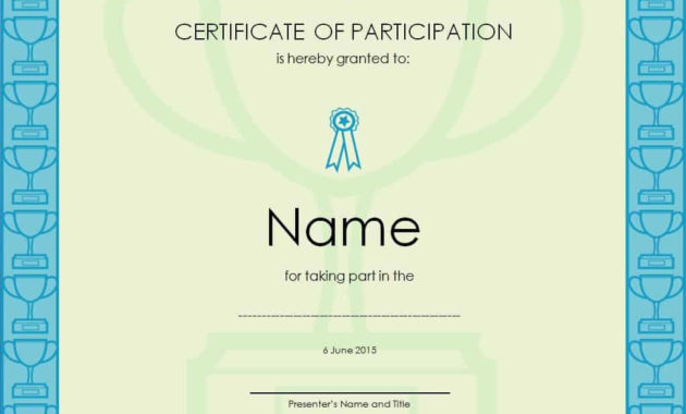 12 Certificate Of Participation Templates Free Throughout Free Free Templates For Certificates Of Participation