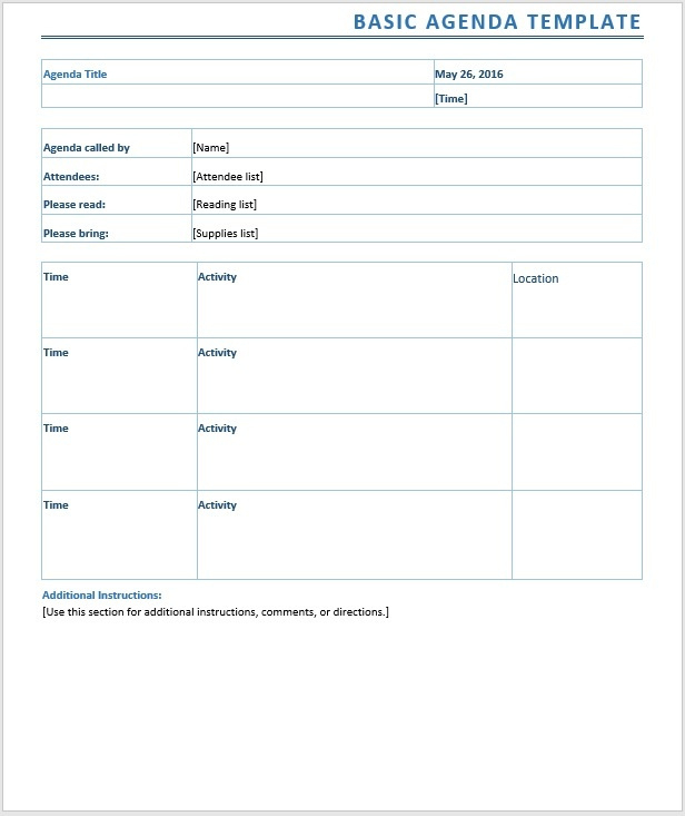 12 Free Business Meeting Agenda Templates Word Templates Regarding Free Create A Meeting Agenda Template