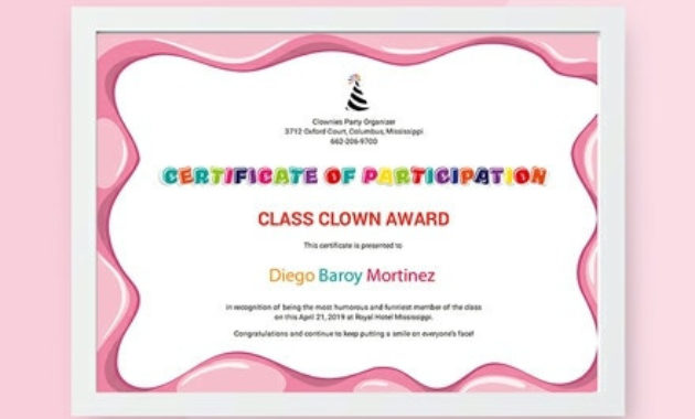 12 Free Participation Certificate Templates Word Doc Inside Best Free Funny Certificate Templates For Word
