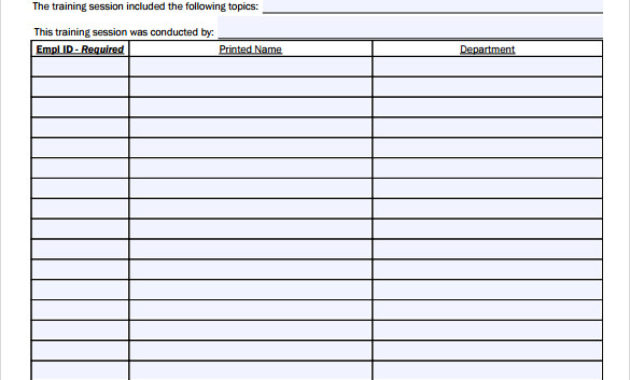 12 Sample Training Sign In Sheets Sample Templates Inside Quality Safety Training Log Template