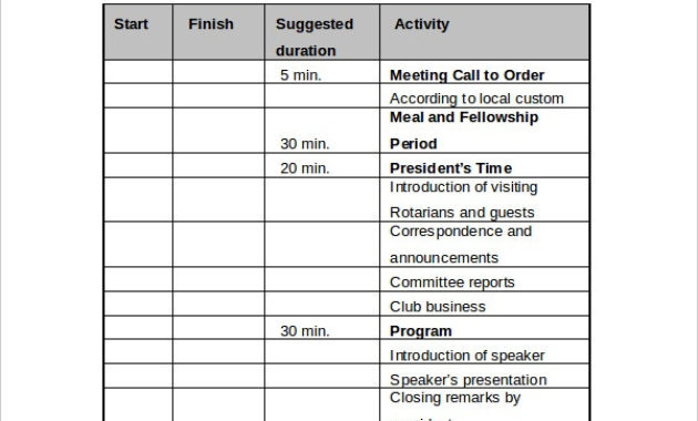 12 Weekly Meeting Agenda Templates Free Sample Example Inside Awesome Monthly Meeting Schedule Template