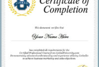 13 Certificate Of Completion Templates Excel Pdf Formats Regarding Certificate Of Completion Word Template