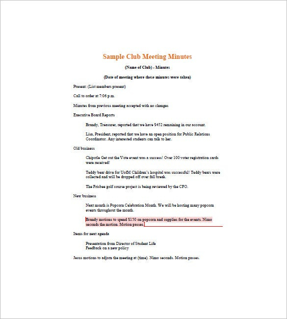13 Club Meeting Minutes Templates Doc Excel Pdf Throughout Booster Club Meeting Agenda Vorlage