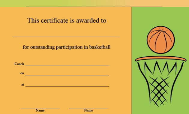 13 Free Sample Basketball Certificate Templates With Regard To Awesome Basketball Participation Certificate Template