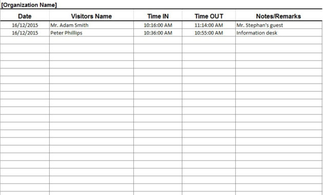 13 Free Sample Visitor Log Templates Printable Samples In Free Boring Log Template
