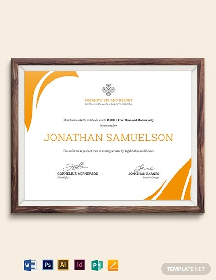 14 Business Certificate Templates Illustrator Ms Word Regarding Gift Certificate Template Indesign