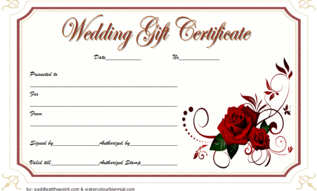 14 Free Printable Wedding Gift Certificate Templates 2 Pertaining To Printable Anniversary Gift Certificate Template Free