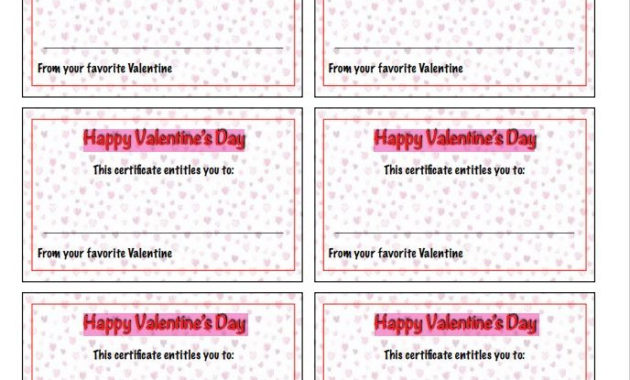 14 Free Valentine Gift Certificate Templates Templates Bash Throughout Valentine Gift Certificate Template